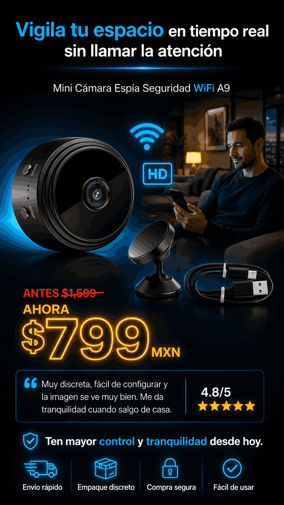 MINI CAMARA ESPIA SEGURIDAD WIFI A9