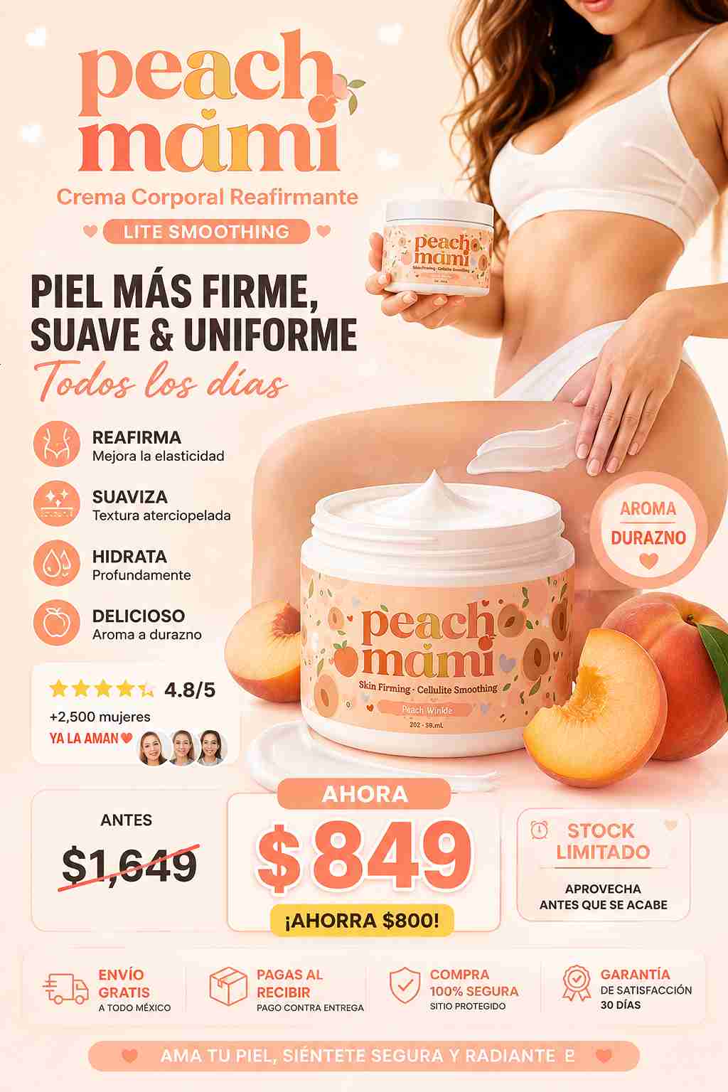 Crema Peach Mami Corporal Reafirmante