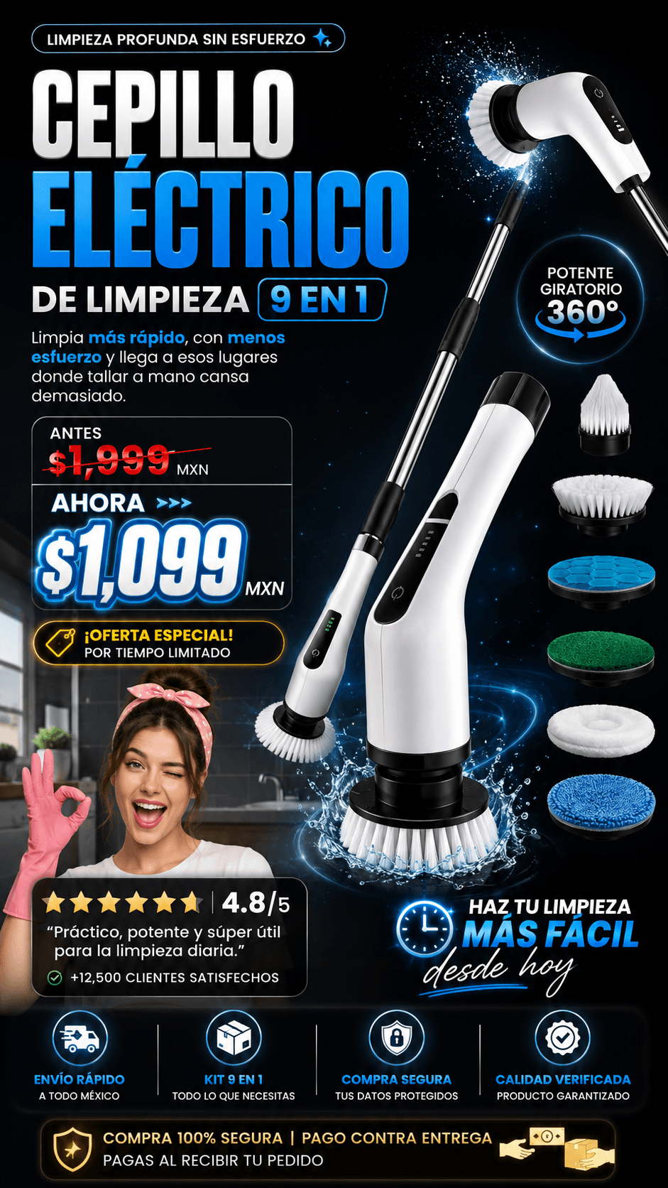 Cepillo Electrico Limpieza 9 en 1