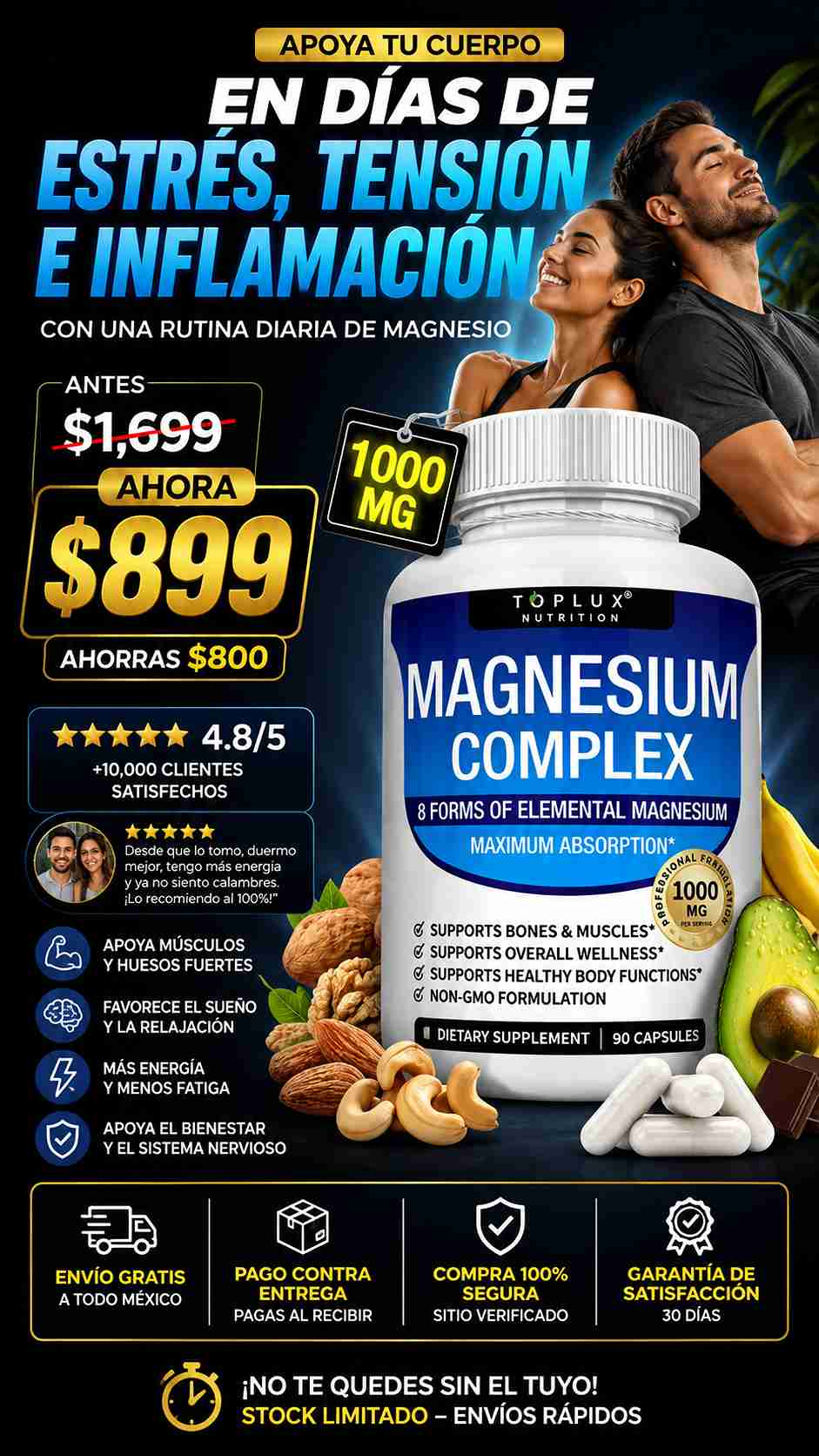 Suplemento Magnesio Complex Toplux 90 cp