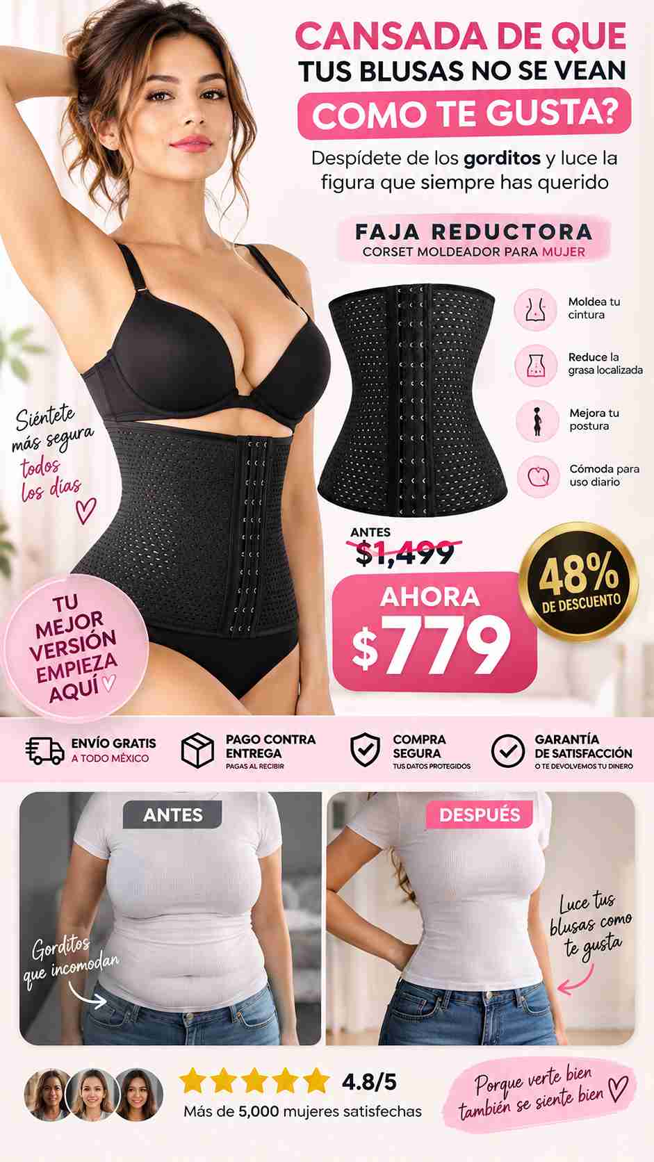 Faja Modeladora Cintura corset reductora