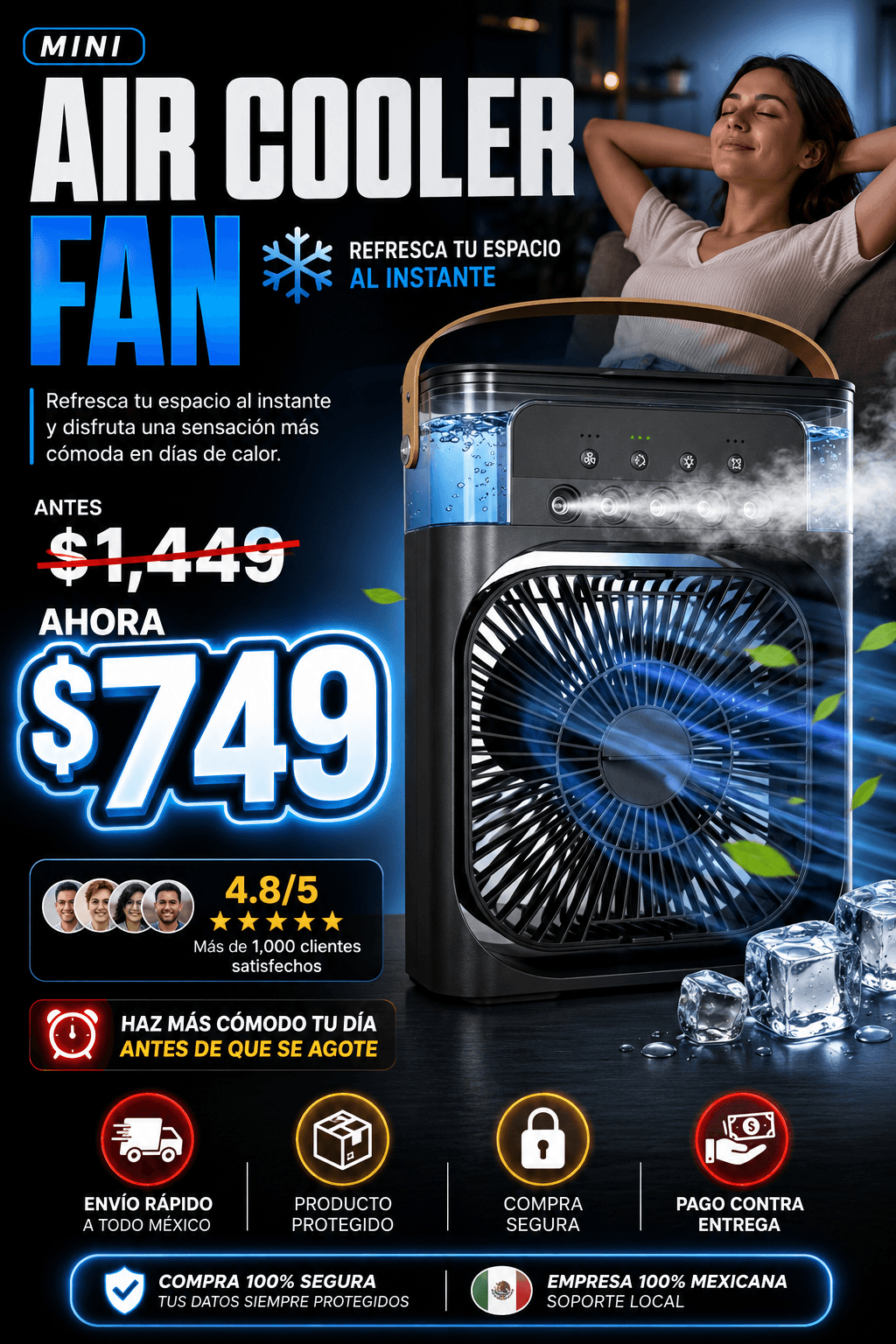 Mini Ventilador Aire Acondicionado LED