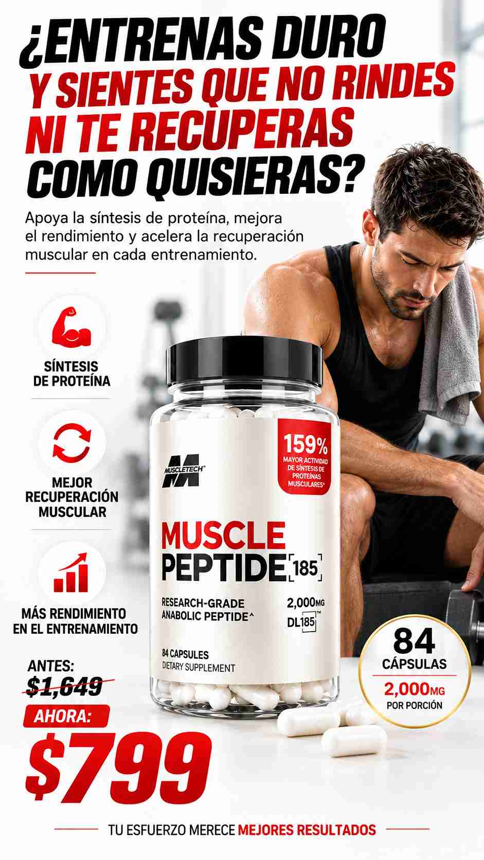 Suplemento Muscle Peptide 84 capsulas
