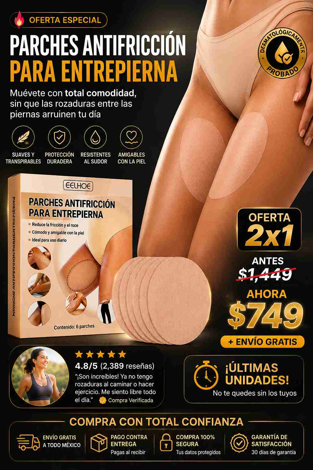 2X1 PARCHES ANTIFRICCIÓN PARA ENTREPIERNA