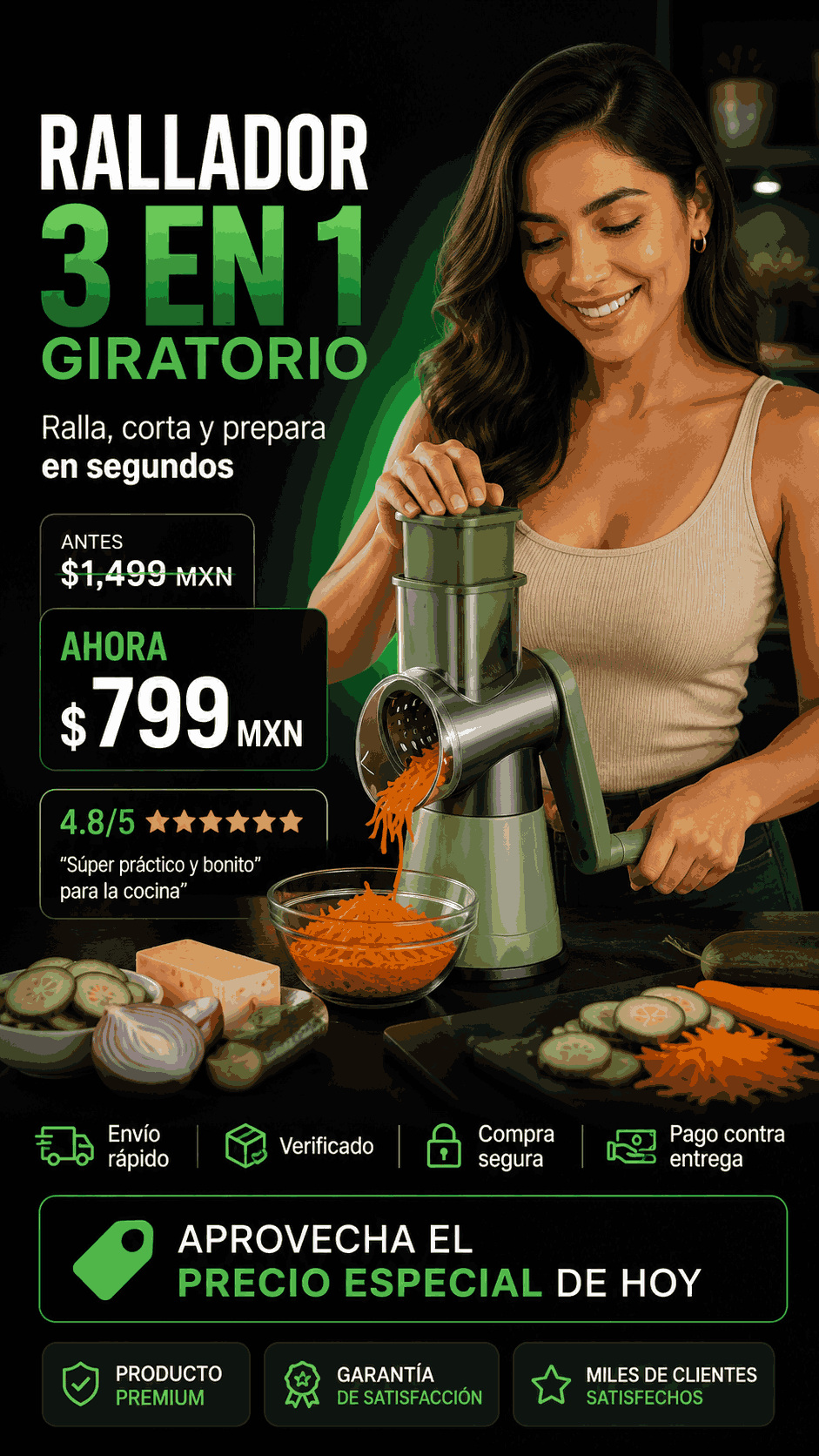 Rallador 3 en 1  Giratorio