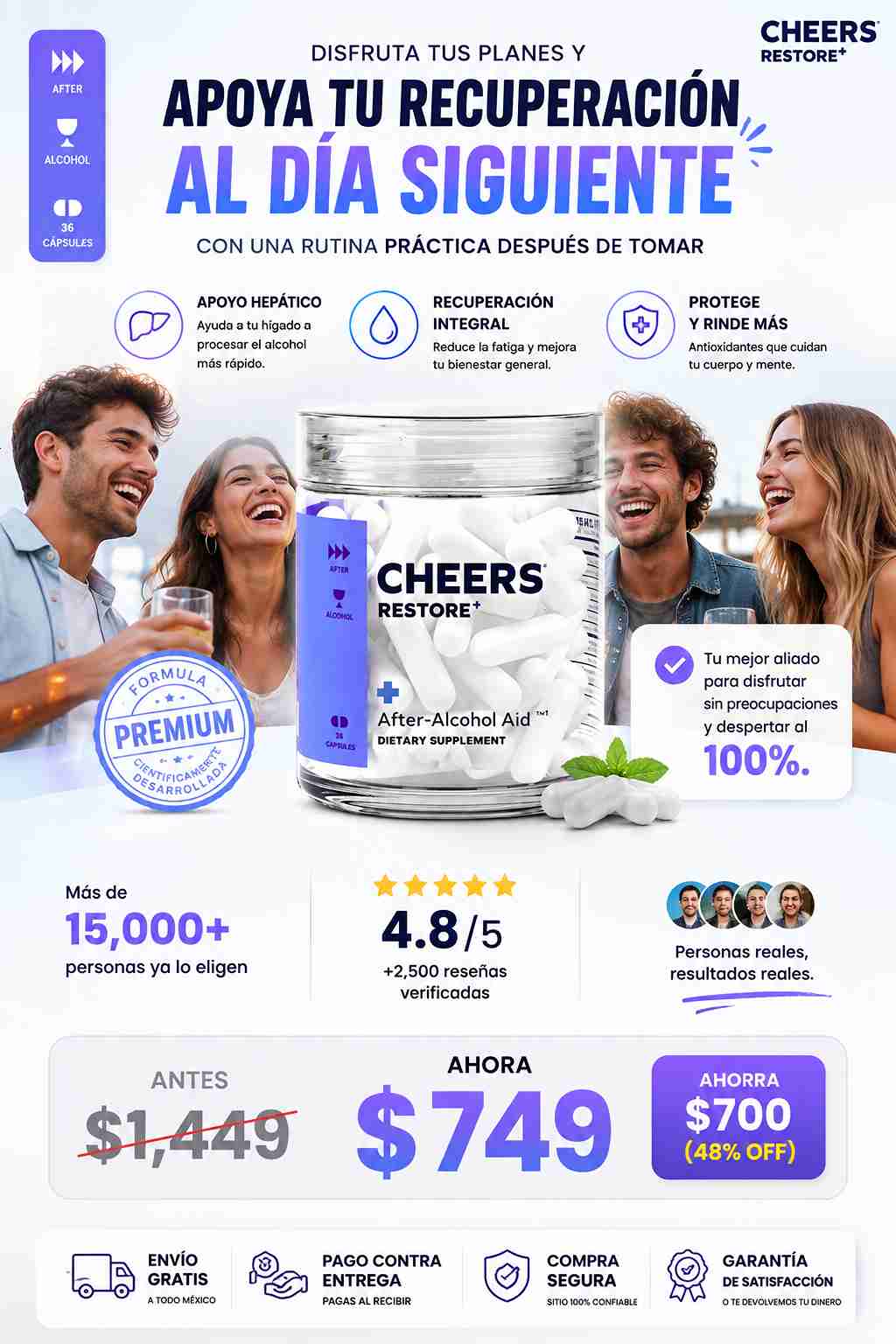 Suplemento Cheers Anticruda Resaca 36cap