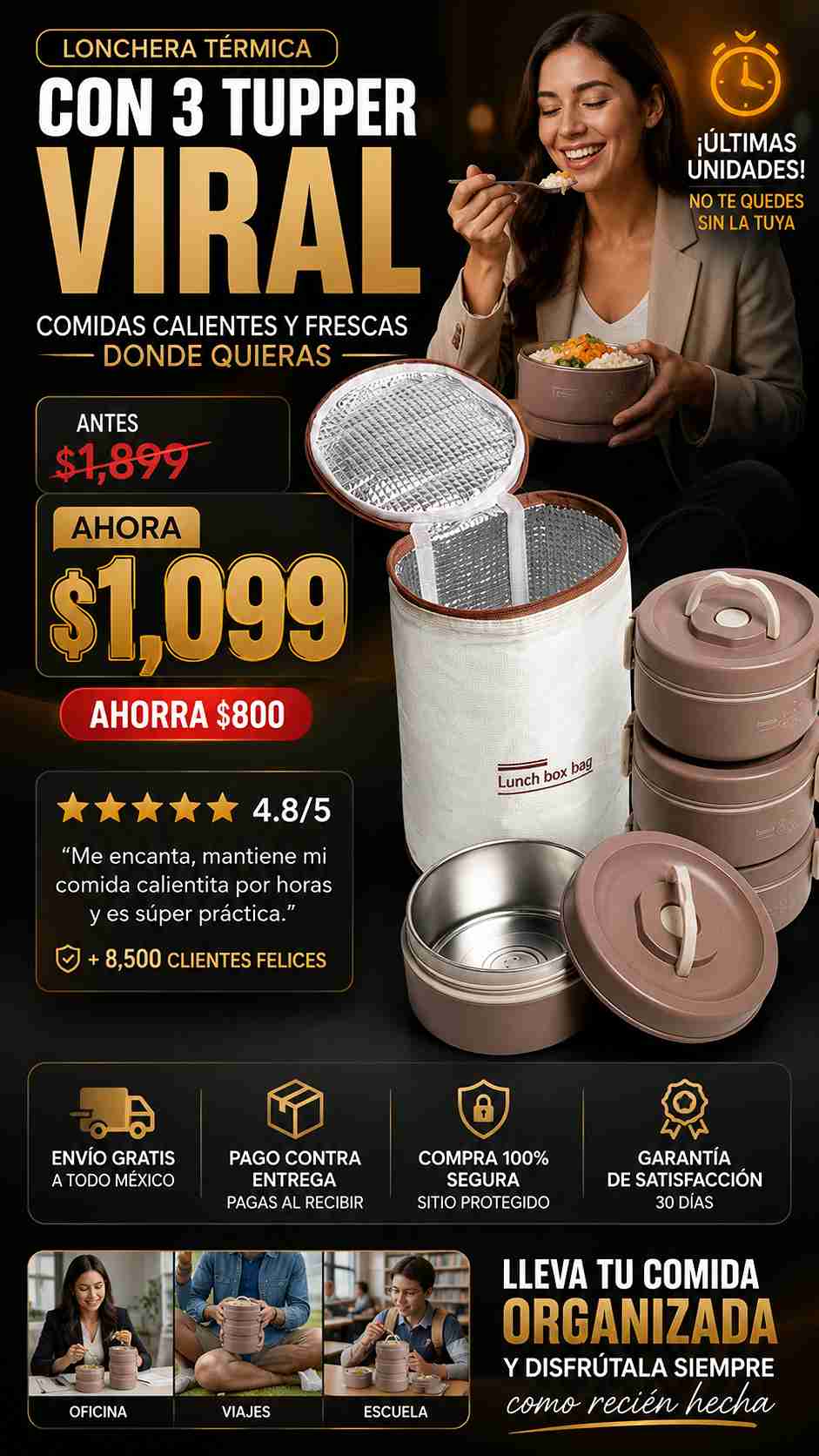 Lonchera Termica con 3 niveles
