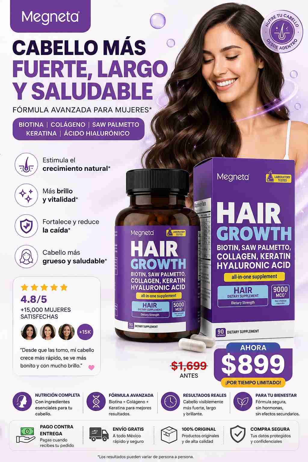 Suplemento Hair Growth Megneta Cabello