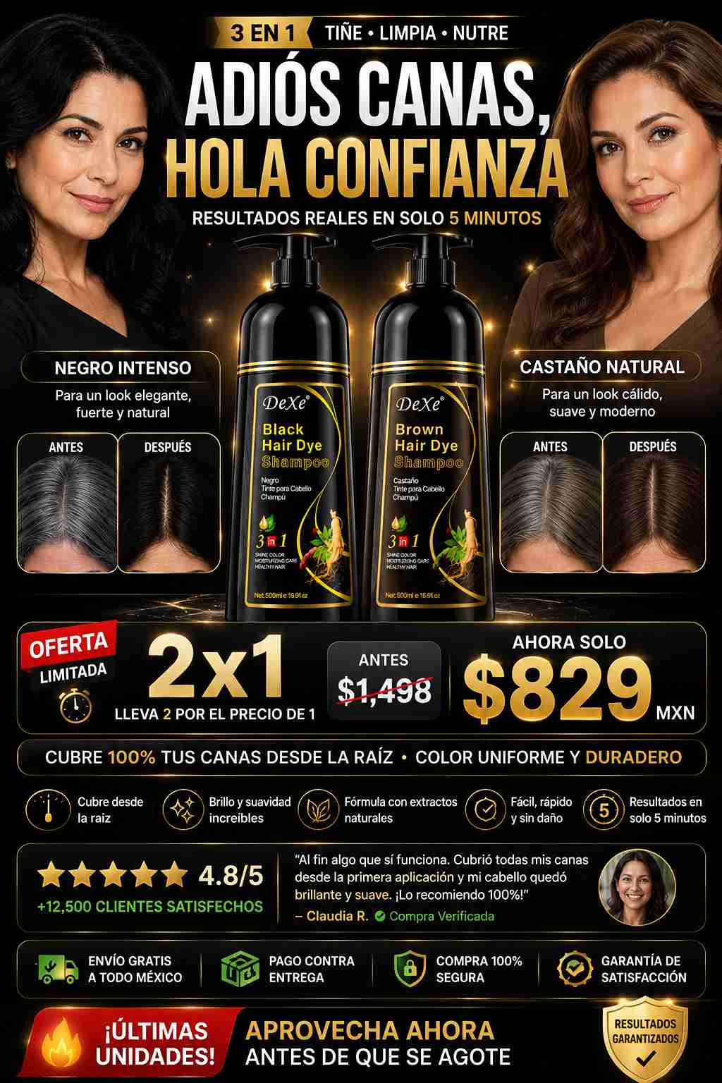 Shampoo Tinte Anti Canas 500ML