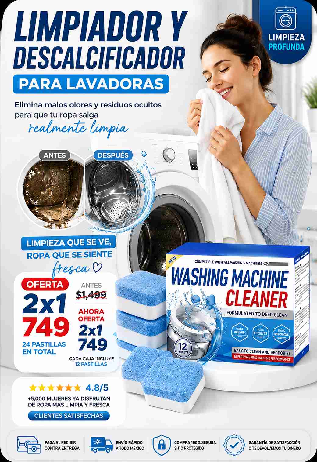 Kit Pastillas Limpieza Lavadora 12 pcs