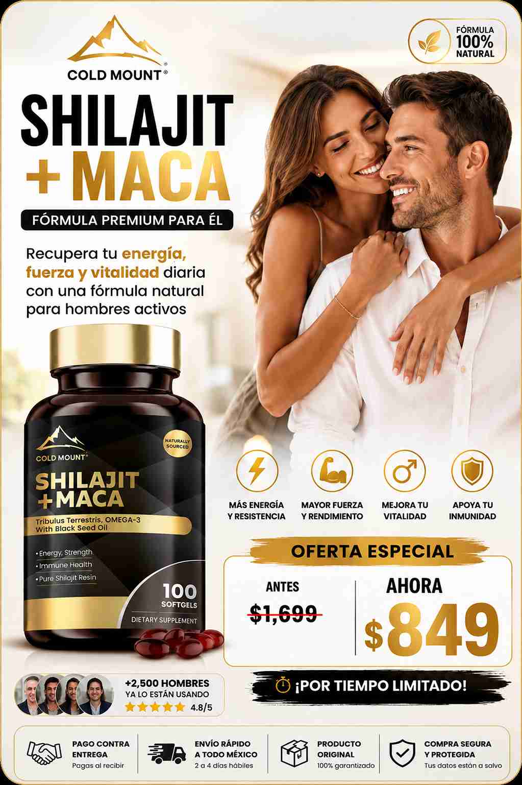 Suplemento Shilajit + Maca 100 capsulas