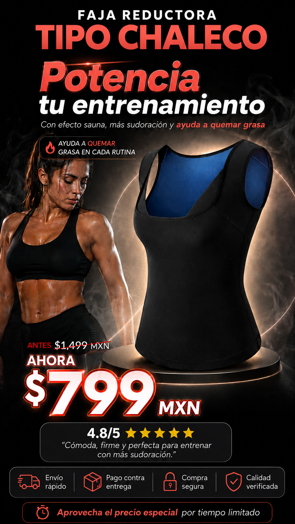 FAJA REDUCTORA SAUNA MUJER TIPO CHALECO