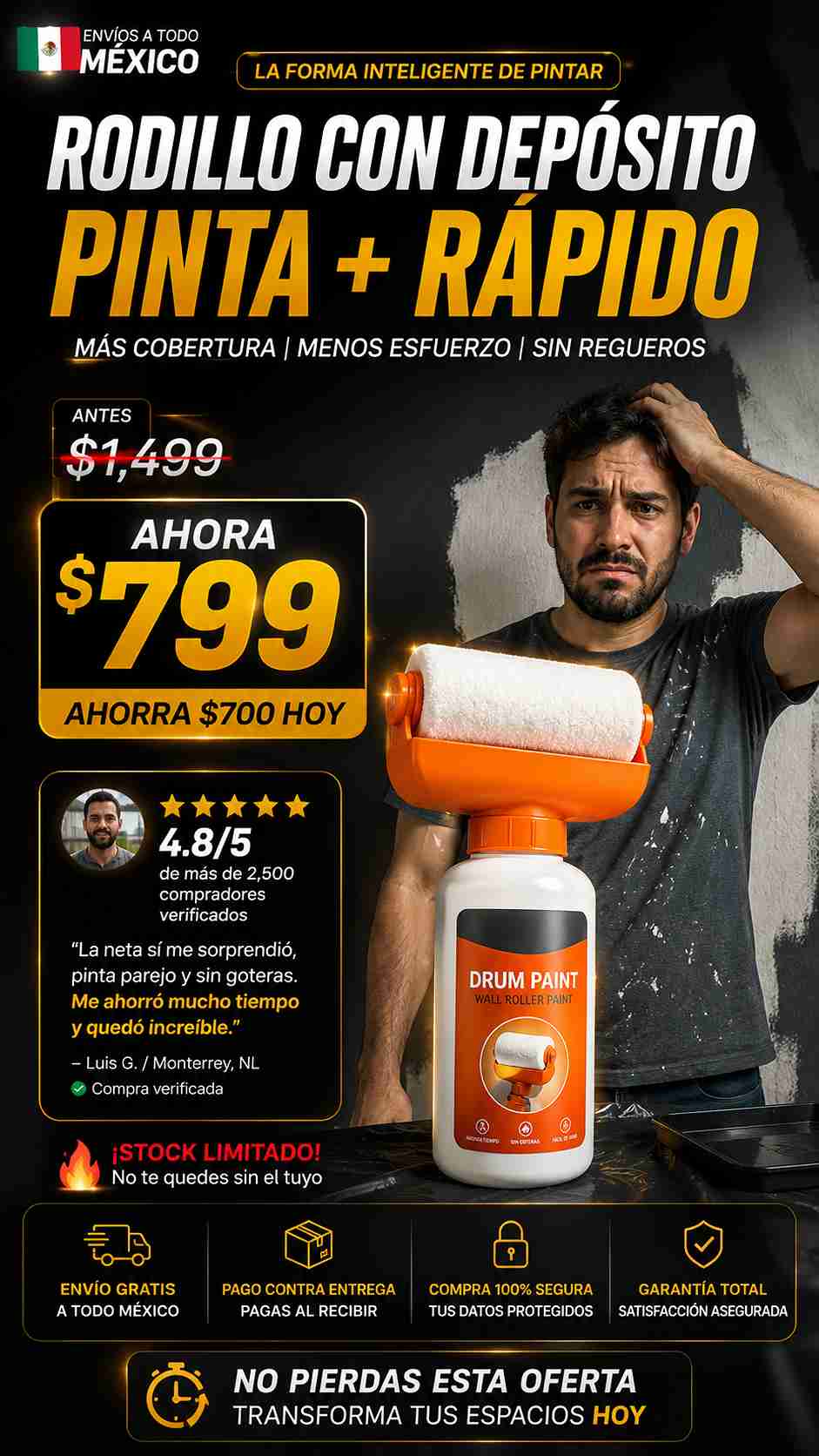 Rodillo pintura reparacion de pared 500g