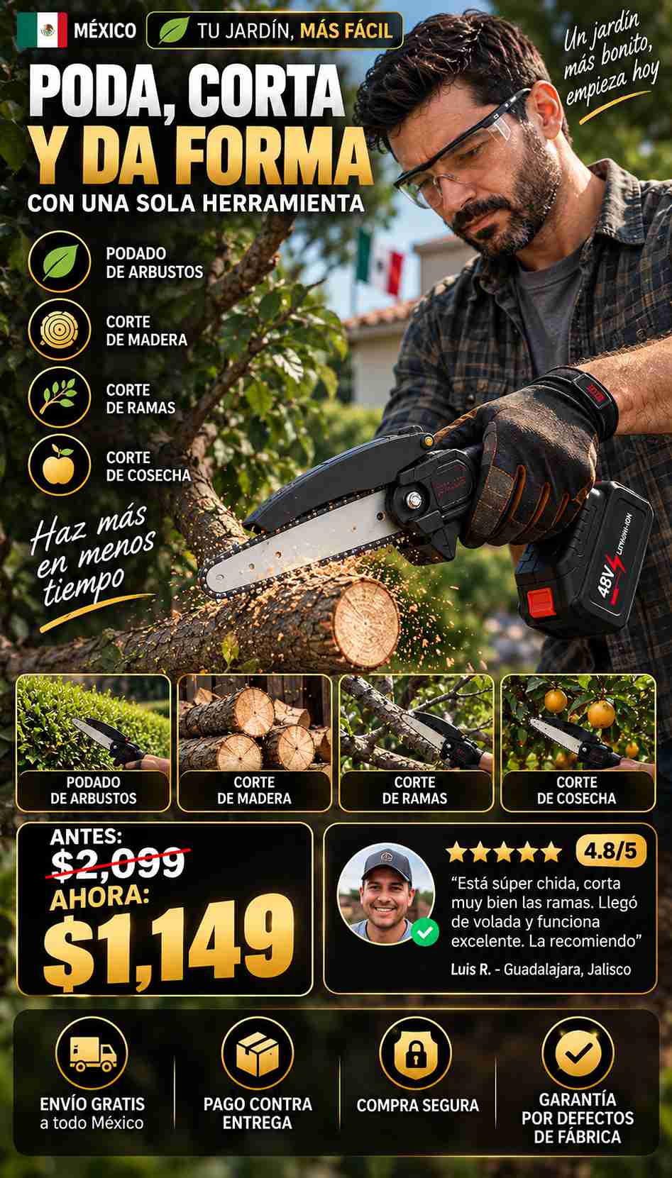 Motosierra Recargable Electrica