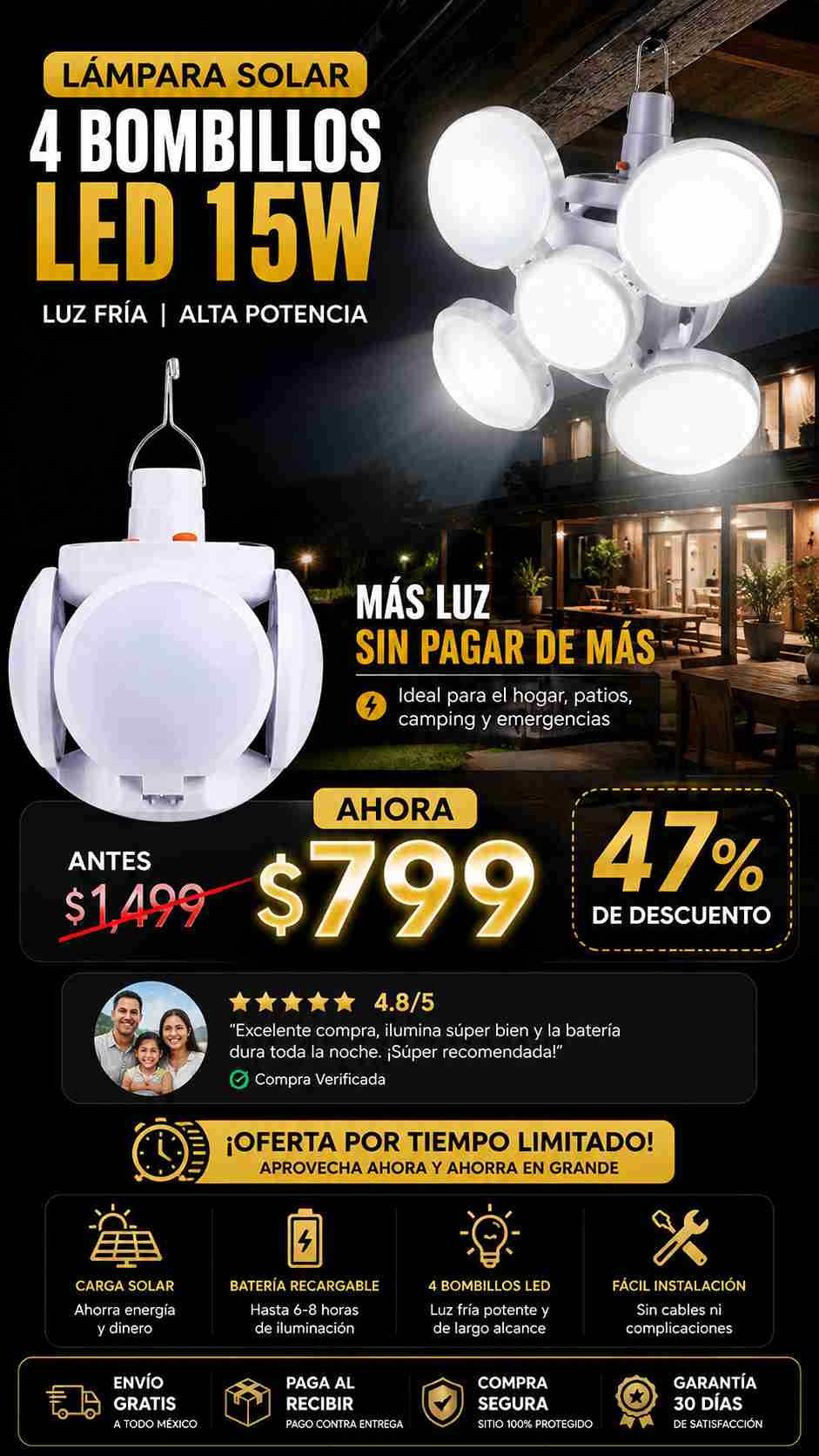 LINTERNA SOLAR LED