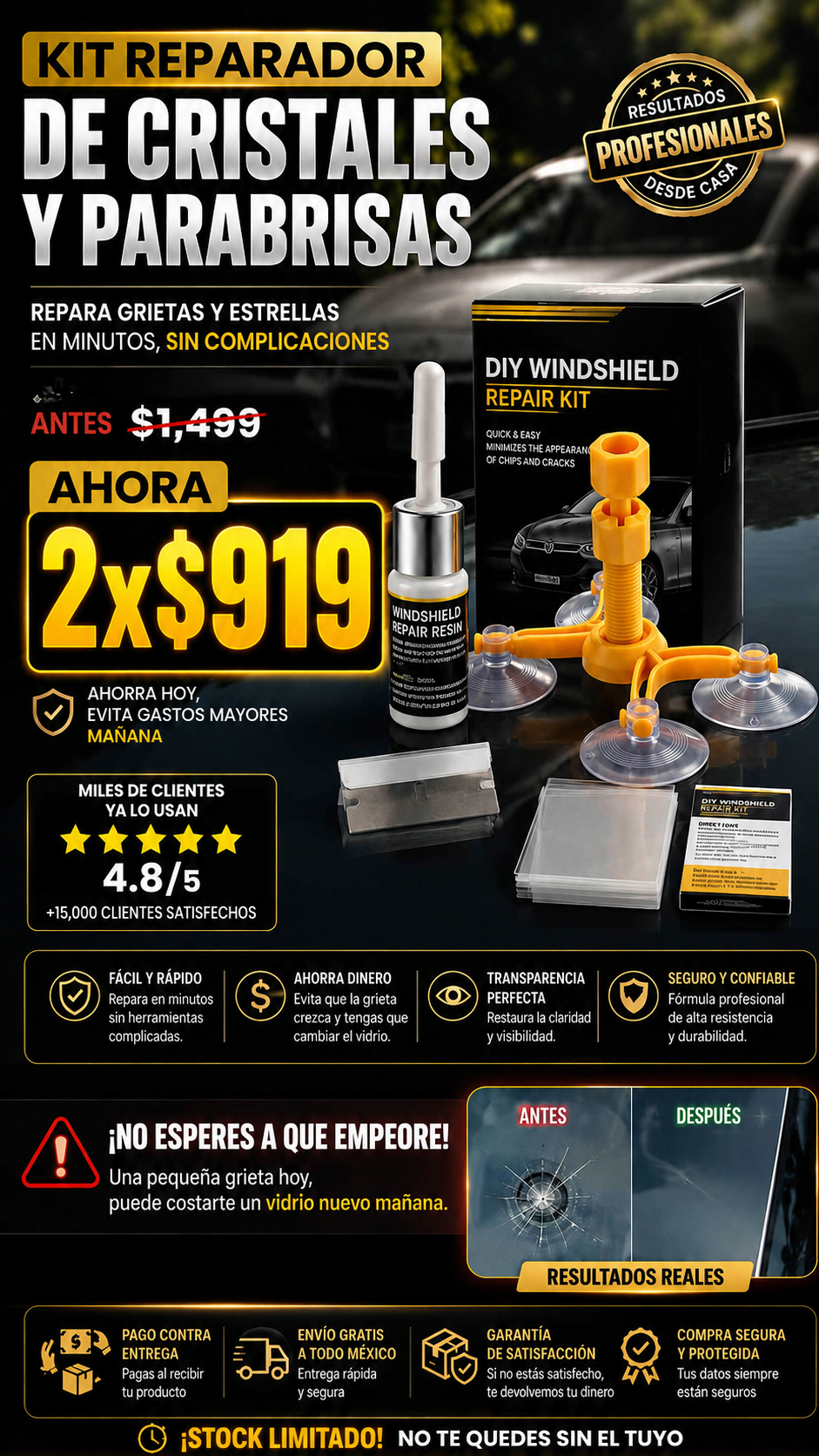 KIT Reparador de Cristales Vidrio