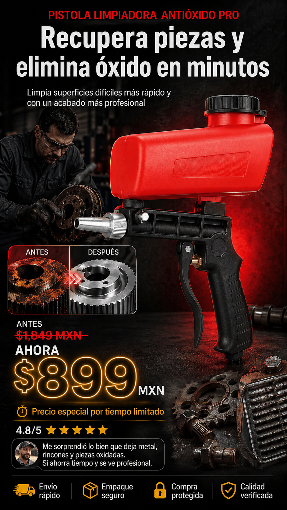 TurboClean®  PISTOLA PORTATIL DE ARENA