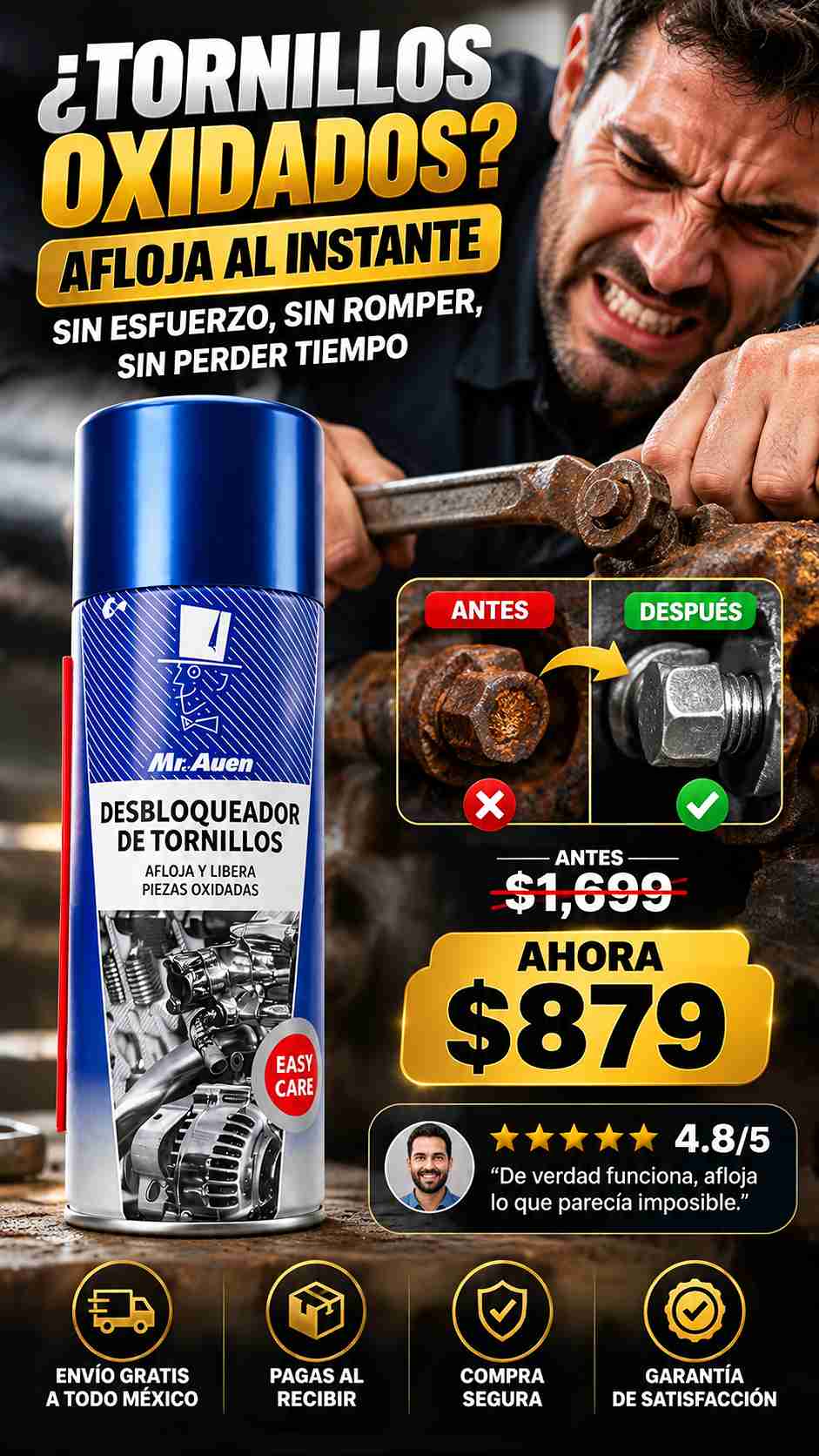 Spray Afloja Todo Tornillos quita oxido