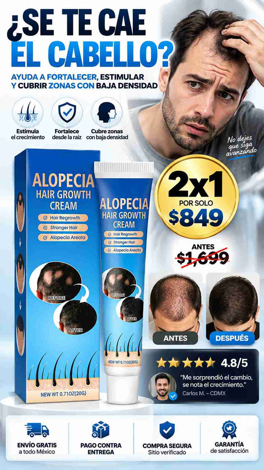 2x1 Alopecia Crema Para Crecimiento Capilar